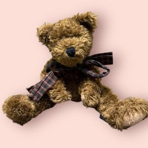 Boyd's Bears Plush JB Bean-Burke‎ Bear-14" Jointed Limbs-Plaid Bow Tie Vintage